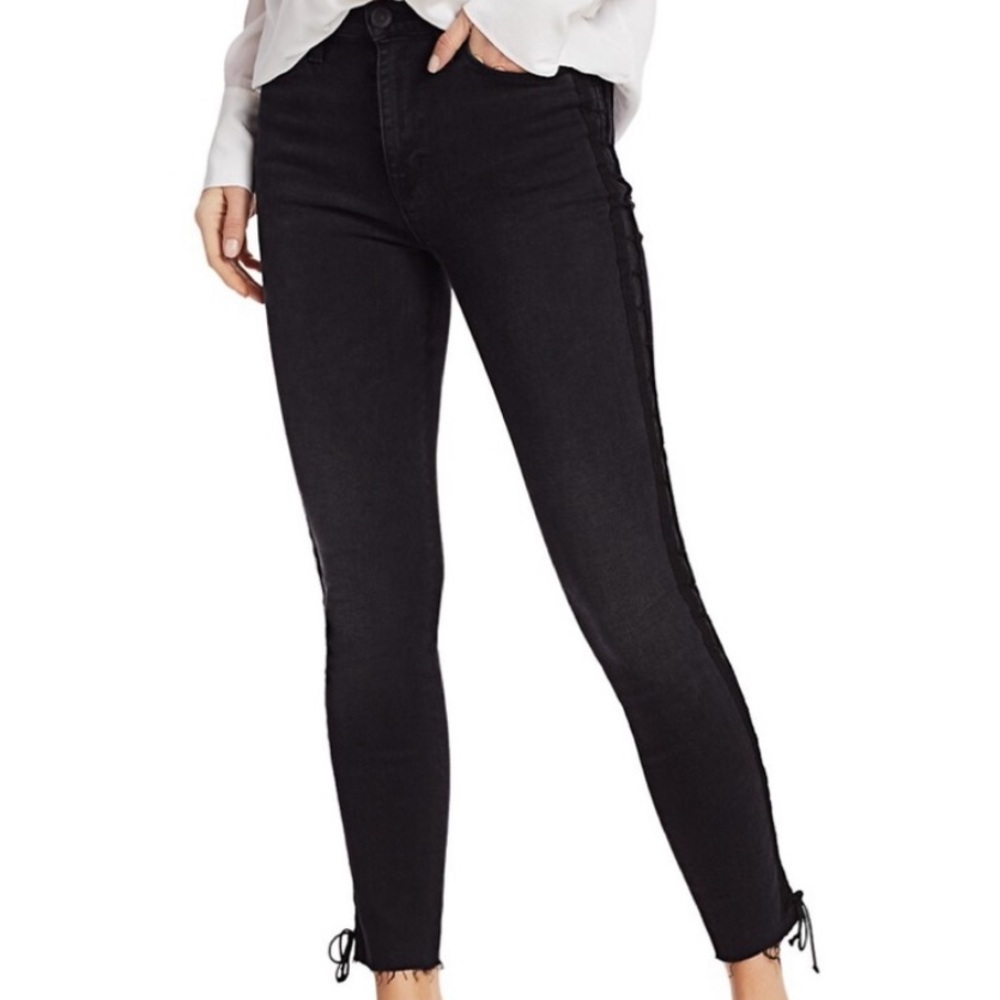 Hudson Black Skinny Jeans 25 Lace Up Detail